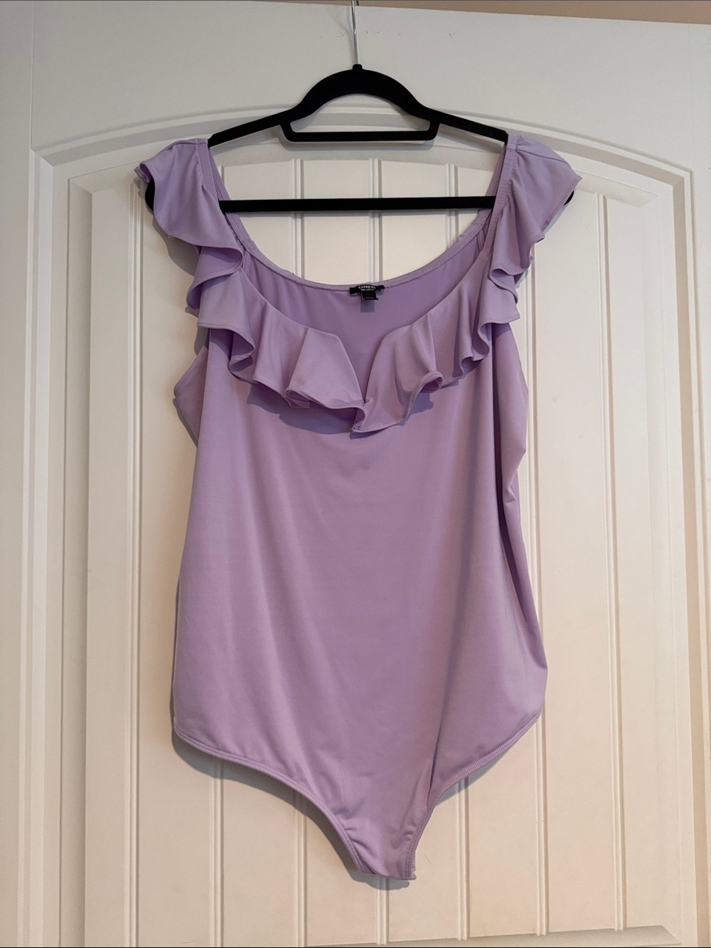 Express Lavender Ruffle-Trim Bodysuit XL